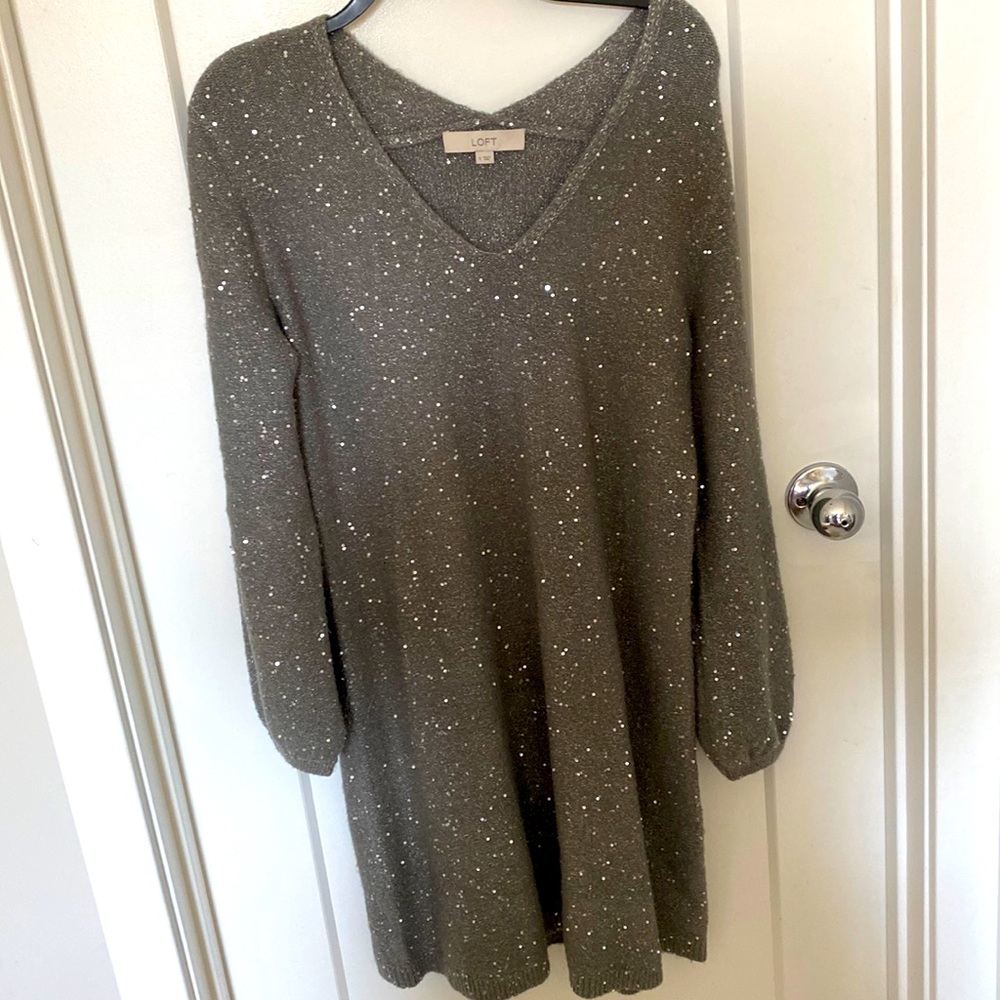 LOFT Sequin V-Neck Sweater Dress. Small size.